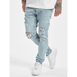 lässige 2Y Premium Herren Jeans Skinny Fit Stretch Reißverschluss mit Baumwolle Blau