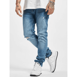 lässige 2Y Premium Herren Jeans Slim Fit Stretch Reißverschluss mit Baumwolle Blau