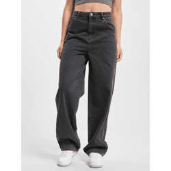 lässige DEF Damen Jeans Straight Fit Kordelzug Taschen mit Baumwolle Schwarz