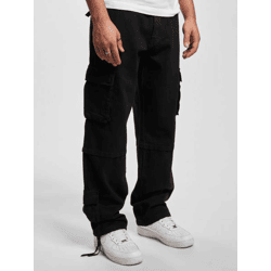 lässige DEF Herren Jeans Stretch Reißverschluss Taschen mit Baumwolle Schwarz
