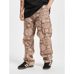 lässige Karl Kani Herren Jeans Reißverschluss Taschen mit Baumwolle Braun