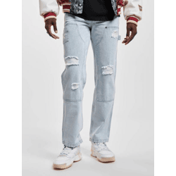 lässige Karl Kani Herren Jeans Straight Fit Taschen mit Baumwolle Blau