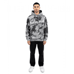 Lässiger Herren-Hoodie im angesagten Batik-Look mit auffälligem Print und lässigem Schnitt 19112 Anthrazit