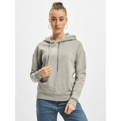 lässiger URBAN CLASSICS Damen Hoodie Kordelzug Kapuze 300 g/m² mit Baumwolle Grau