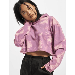 lässiger Urban Classics Damen Hoodie Rippbündchen Kapuze 300 g/m² mit Baumwolle Violett