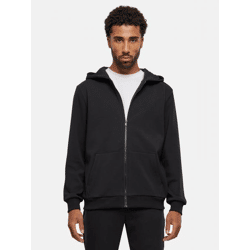 lässiger Urban Classics Herren Hoodie Stretch Reißverschluss Rippbündchen mit Baumwolle Schwarz