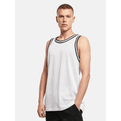 lässiges Build Your Brand Herren T-Shirt Rippbündchen Mesh 130 g/m² Weiß/Schwarz