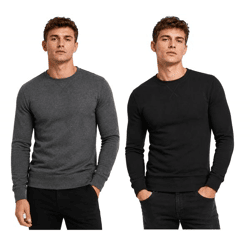 lässiges Merchcode Herren Sweatshirt Baumwoll-Pullover Rundhlas-Sweater 210 g/m² in Anthrazit und Schwarz