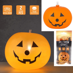 LED Luftballon, stehend, 2er Set, Halloween Kürbis