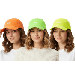 Leuchtende ZWILLINGSHERZ OMG Classic Base-Cap mit OMG-Stickerei Baumwoll-Cap justierbare Cappy Schirm-Mütze 4603M K258210 in Neon-Farben G