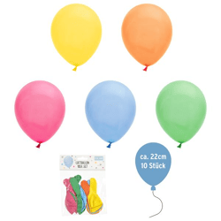 Luftballons, 22cm, 5 Farben, 10er Pack
