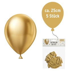 Luftballons Metallic, 25cm, gold, 5er Pack