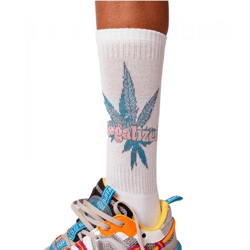 MARY JANE BERLIN Tennis-Socken Baumwoll-Socken mit “LEGALIZED” Print 2406-4-SO-01 Weiß