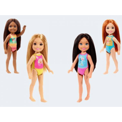 Mattel GLN 73 - Barbie - Chelsea Club - Puppe im Badanzug - 18 Stück im Display sortiert