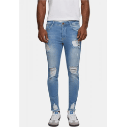 moderne 2Y Premium Herren Jeans Skinny Fit Stretch Reißverschluss mit Baumwolle Blau