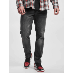 moderne Denim Project Herren Jeans Straight Fit Stretch Reißverschluss mit Baumwolle Grau