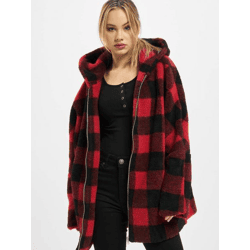 moderne URBAN CLASSICS Damen Jacke 300 g/m² Rot/Schwarz