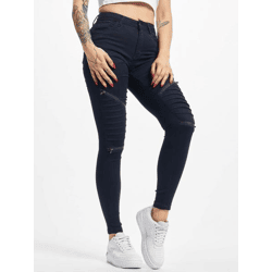 moderne Urban Classics Damen Jeans Skinny Fit Stretch Reißverschluss mit Baumwolle Blau