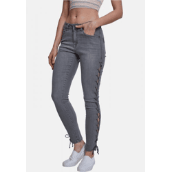 moderne Urban Classics Damen Jeans Skinny Fit Stretch Taschen mit Baumwolle Grau