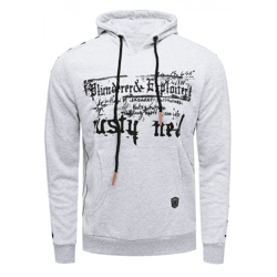 Moderner Herren Kapuzen-Pullover mit Sternen-Prints an den Ärmeln Hoodie mit Känguru-Tasche Sweater 19138 Grau