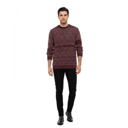 Moderner Herren Strick-Pullover Herren Rundhals-Pullover mit Punktmuster Strick-Sweater 6245-Rot