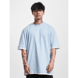 modernes DEF Herren T-Shirt 220 g/m² mit Baumwolle Hell-Blau