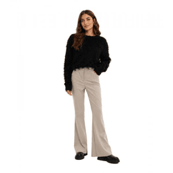 modische Damen Hose Stoff-Hose Schlag-Hose mit weitem Bein 914072 Beige