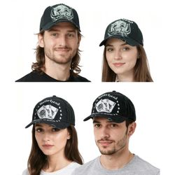 Motörhead Trucker-Cap & Baseball-Cap Fan-Merch Schwarz/Weiß - Baumwoll-Cap mit Karten-Stickerei oder Mesh-Cap mit Band-Logo