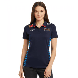 Oracle Red Bull Max-Verstappen Racing 2024 Formel 1 F1 Team Damen Polo-Shirt mit Sponsorenlogos Sport-Shirt 701231017 001 Navy