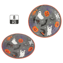 Halloween Paper Plates, Set of 8, approx. 23 cm in diameter