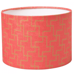 (R) Lampenschirm Jacquard rosa Zylinder 24,5 x 17,5 cm