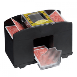Relaxdays batteriebetriebene Kartenmischmaschine schwarz 4 Decks