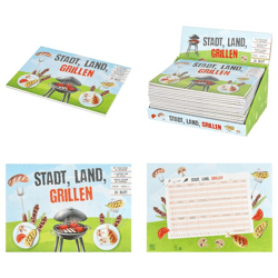 Spiele Block Stadt Land Grillen, 20 Blatt, ca.30x21cm