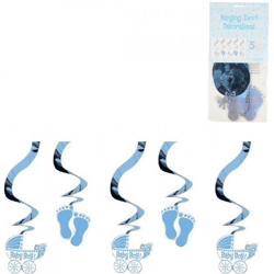 Spiralförmiger Anhänger Baby Boy Folie 61 cm 5er Set
