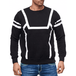 Sporty Men's Casual Sweater with Contrast Print, Crew Neck Sweater 19045 Black