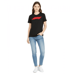 sportliches PUMA x F1 Formel 1 Motorsport Damen T-Shirt Baumwoll-Shirt F1 Klassiker 701229125 001 Schwarz