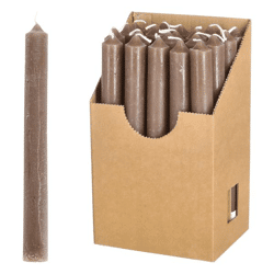 Stabkerze, Braun, Rustic, 20 Stk im Display, 20cmH