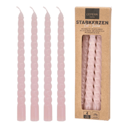 Stabkerzen Twisted 4er Set Rosa ca. 20cmH
