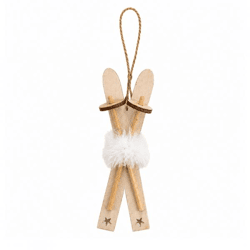 Stern Fabrik Weihnachtsaufhänger Ski Holz 10 cm