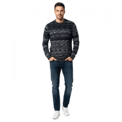 Stilvoller und hochwertiger melierter Strickpullover für einen modernen und vielseitigen Alltagslook 6245 Marine 