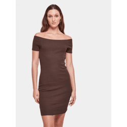 stilvolles Urban Classics Damen Kleid Stretch Rippstrick 180 g/m² mit Baumwolle Braun
