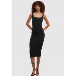 stilvolles Urban Classics Damen Kleid Stretch Taschen mit Baumwolle Schwarz