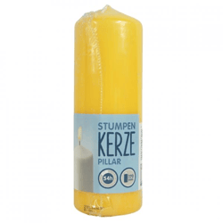 Stumpfe Kerze gelb 6 x 17 cm