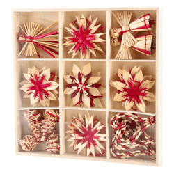 Strohsortiment, X-Mas, 18 tlg. in Holzbox