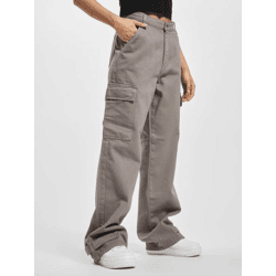 stylische DEF Damen Jeans Reißverschluss Taschen mit Baumwolle Grau