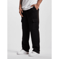stylische DEF Herren Cord-Jogginghose mit Beintaschen Stoff-Hose Baumwoll-Hose Schwarz