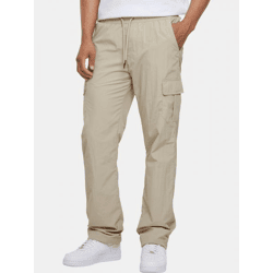 stylische URBAN CLASSICS Herren Jeans Straight Fit Kordelzug Taschen Beige