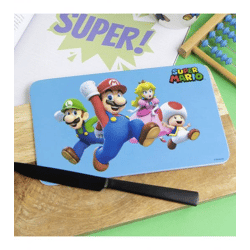 SUPER MARIO Breakfast Board Featuring Mario, Luigi, Princess Peach, and Toad 23.5 cm x 14 cm Melamine Board, Blue