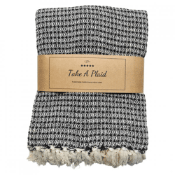 Take a Plaid 15 recycelte Baumwolle schwarz 130 x 180 cm
