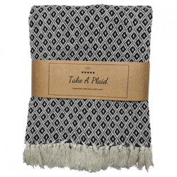 Take a Plaid 56 recycelte Baumwolle schwarz 130 x 180 cm